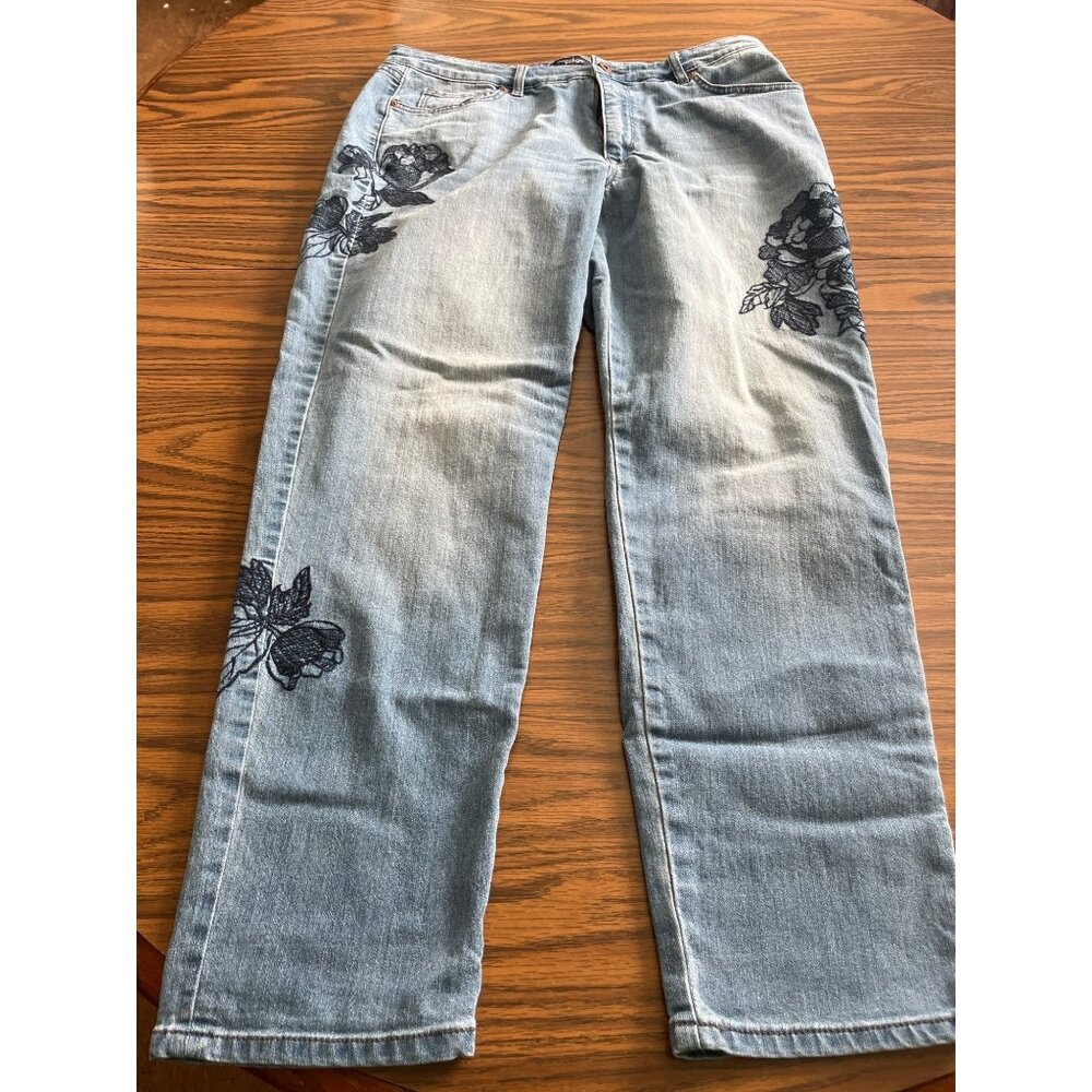 Great Northwest Indigo Boyfriend embroidered jeans size 14